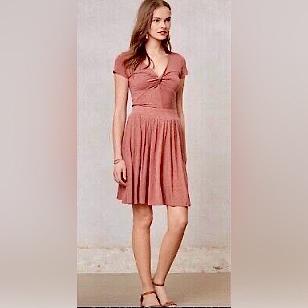 Anthropologie Dusty Rose Short Sleeve Mini Dress